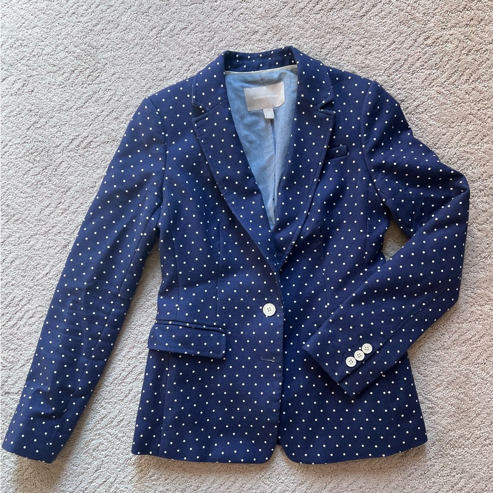 Banana Republic Polka Dot Navy Blazer